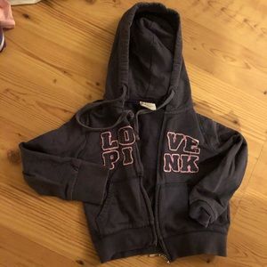 Pink hoodie zip front jacket